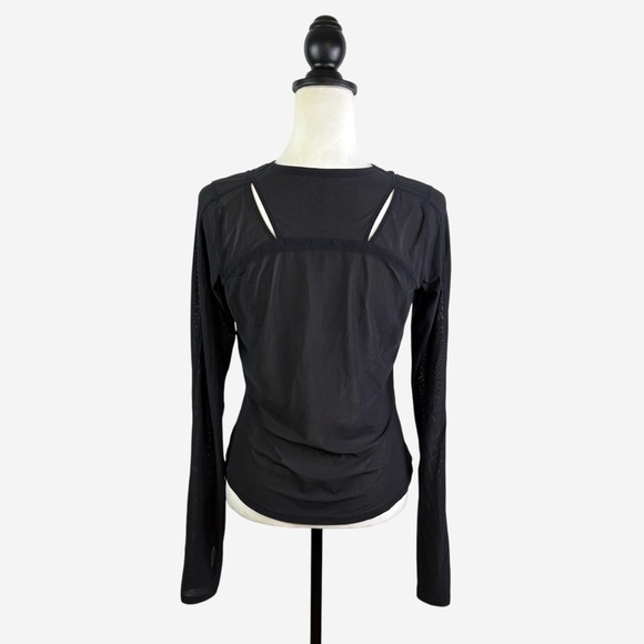 Lululemon Sheer Mesh Long Sleeve Cutout Top Size 6 Thumbholes Lightweight - Picture 3 of 9